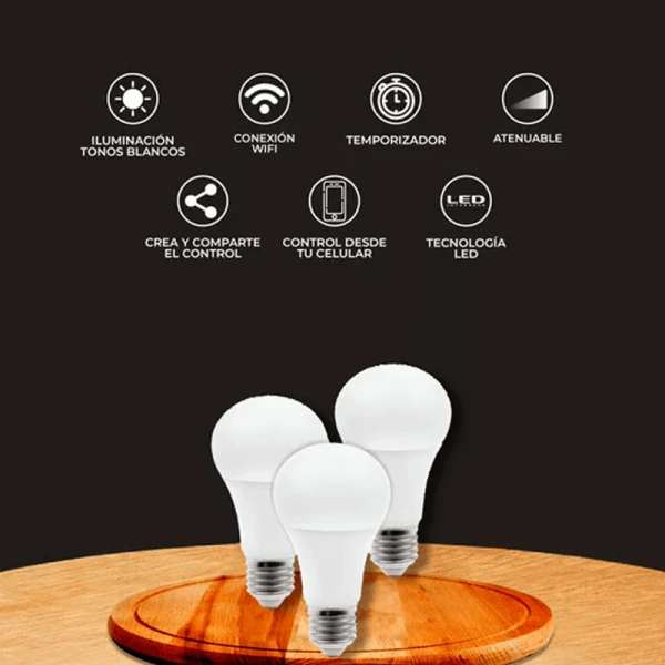 PAQUETE 3 FOCOS LUZ BLANCA AJUSTABLE - Imagen 3