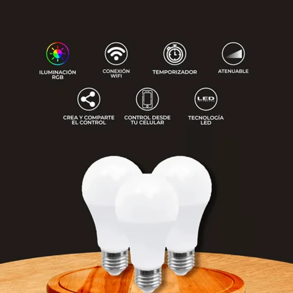 PAQUETE 3 FOCOS LUZ RGBW - Imagen 3