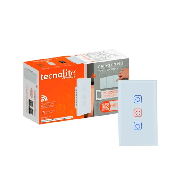 APAGADOR TOUCH CON 3 BOTONES COLOR BLANCO - Imagen 2