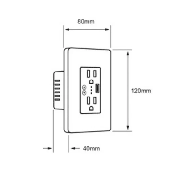 TOMACORRIENTE CON 2 CONTACTOS + USB + C - Imagen 3