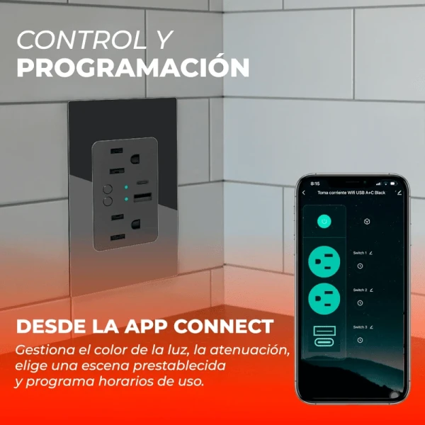 TOMACORRIENTE CON 2 CONTACTOS + USB + C - Imagen 3